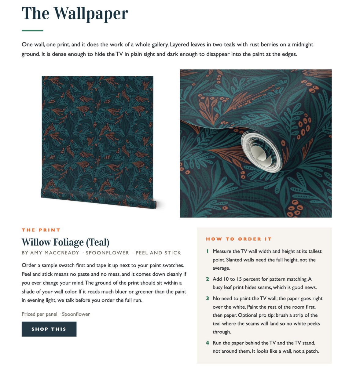 Sample page from a Color + Concept Plan: The Wallpaper